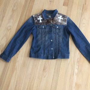 GAP jean jacket embellished cowhide leather